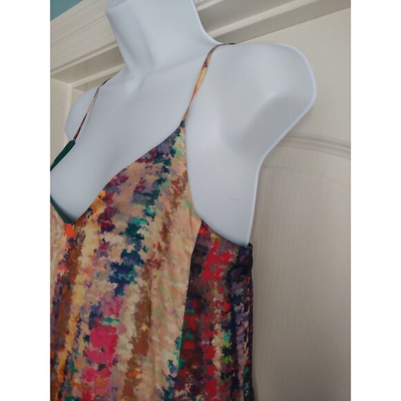 Nicole Miller Water Color Artsy Elegant Silky Sleeveless Maxi XS Whimsy - Picture 9 of 15